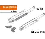 MOVENTO mit BLUMOTION S, Vollauszug für Holzschubkasten, 60 kg, NL=750mm, mit Kupplungen, für TIP-ON-Blumotion, 766H7500S